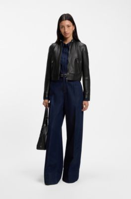 Regular-fit jacket in nappa leather, Black