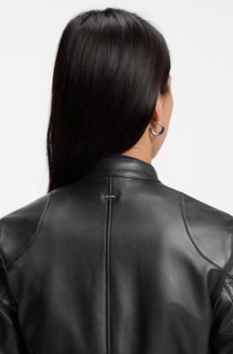 Regular-fit jacket in nappa leather, Black