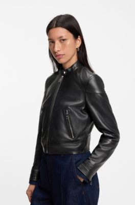 Regular-fit jacket in nappa leather, Black