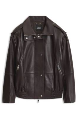 Boss Aviator-style short trench in nappa leather skinnjackor dam – bild 4