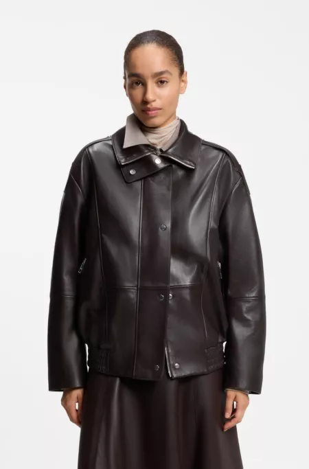 Trench court en cuir nappa style aviateur