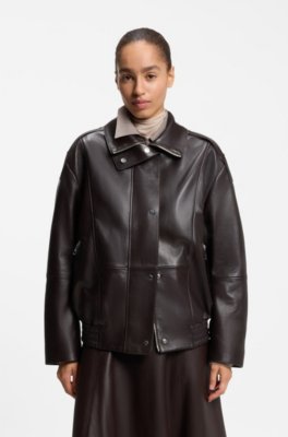Aviator-style short trench in nappa leather