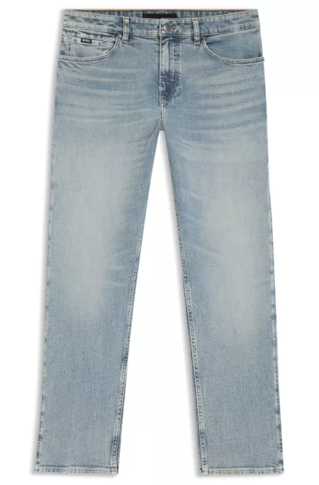 Straight-fit jeans in blue stretch denim