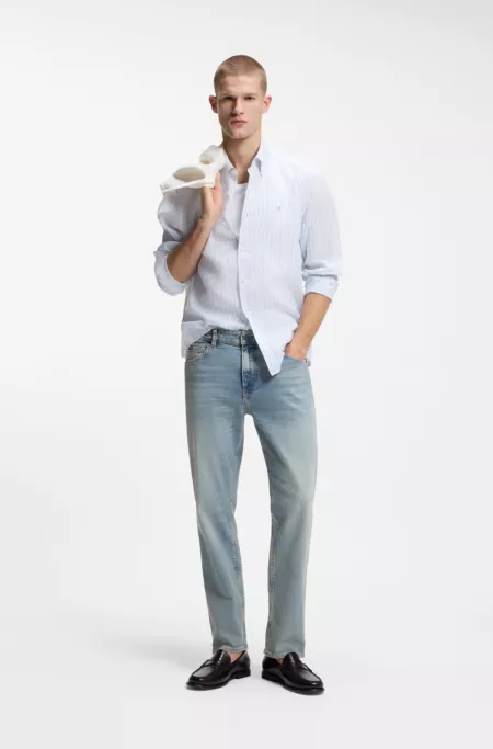 Straight-fit jeans in blue stretch denim