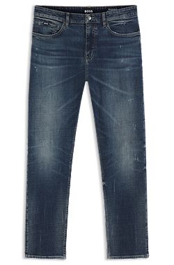 Straight-fit jeans in dark-blue stretch denim