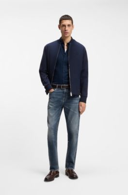 Straight-fit jeans in dark-blue stretch denim, Dark Blue