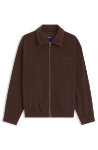 Oversized-fit corduroy jacket with script logo, Brown