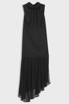 HUGO x entire studios satin and chiffon dress, Black