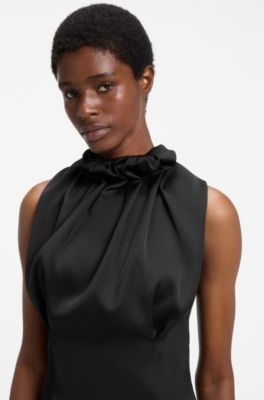 HUGO x entire studios satin and chiffon dress, Black