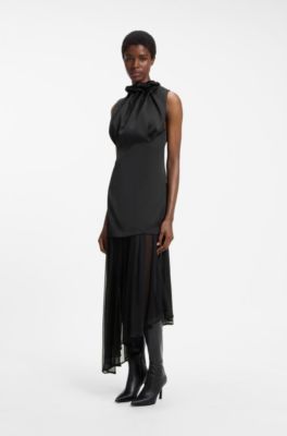 HUGO x entire studios satin and chiffon dress, Black
