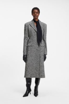 HUGO x entire studios oversized herringbone coat, Grey Patterned