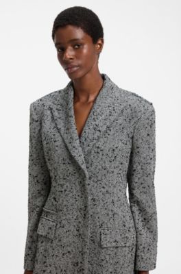 HUGO x entire studios oversized herringbone coat, Grey Patterned
