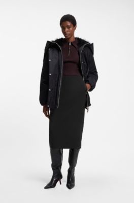 HUGO x entire studios pencil skirt in mixed materials, Black