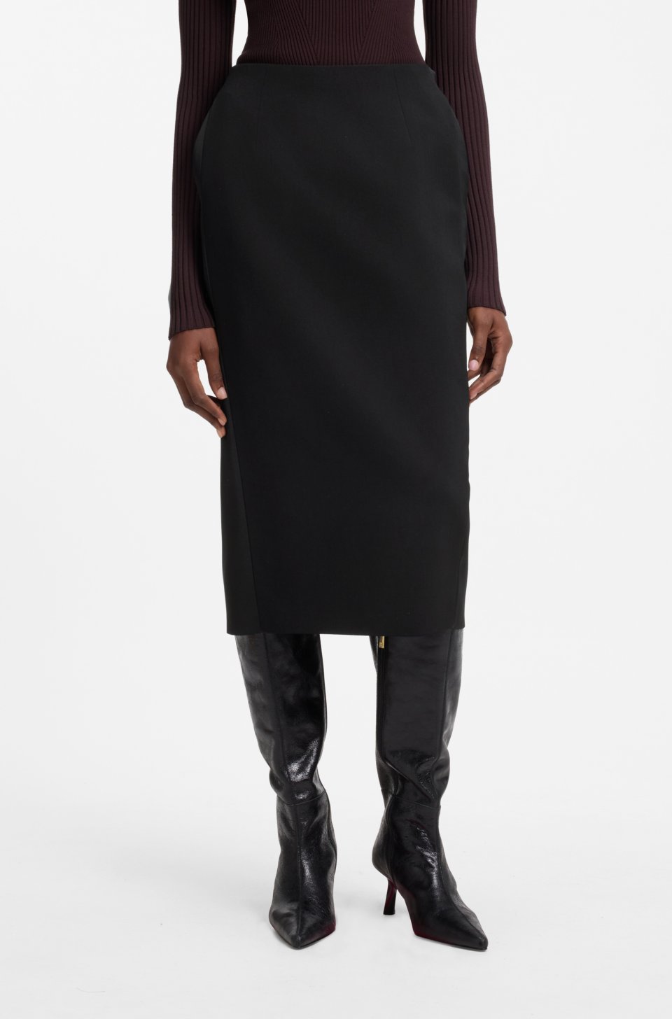 x entire studios pencil skirt in mixed materials