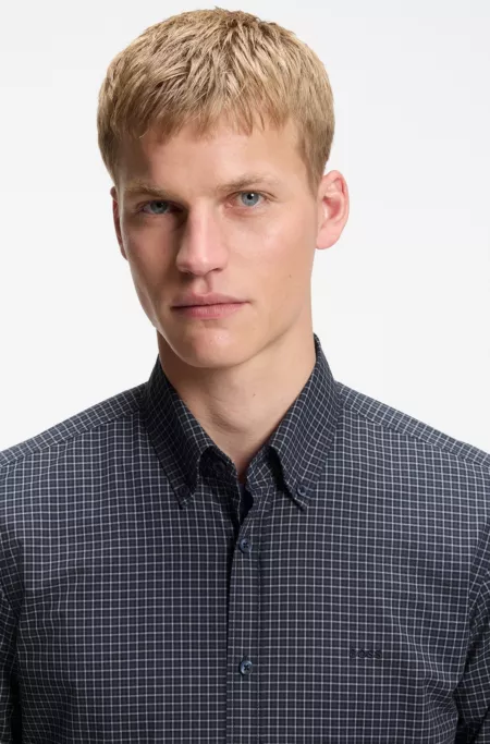 Chemise Regular en coton stretch à carreaux vichy