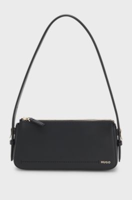 Crossbody bag with logo lettering, Black