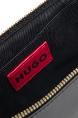 現行モデル HUGO BOSS ツイルクロスボディバッグ スタックロゴ ブラック HUGO - ツイル クロスボディバッグ メタルスタックロゴ - ブラック