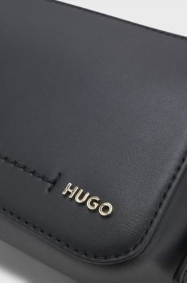 Crossbody bag with logo lettering, Black