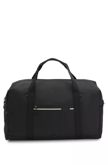 Weekender aus strukturiertem Gewebe mit Logo und Signature-Streifen