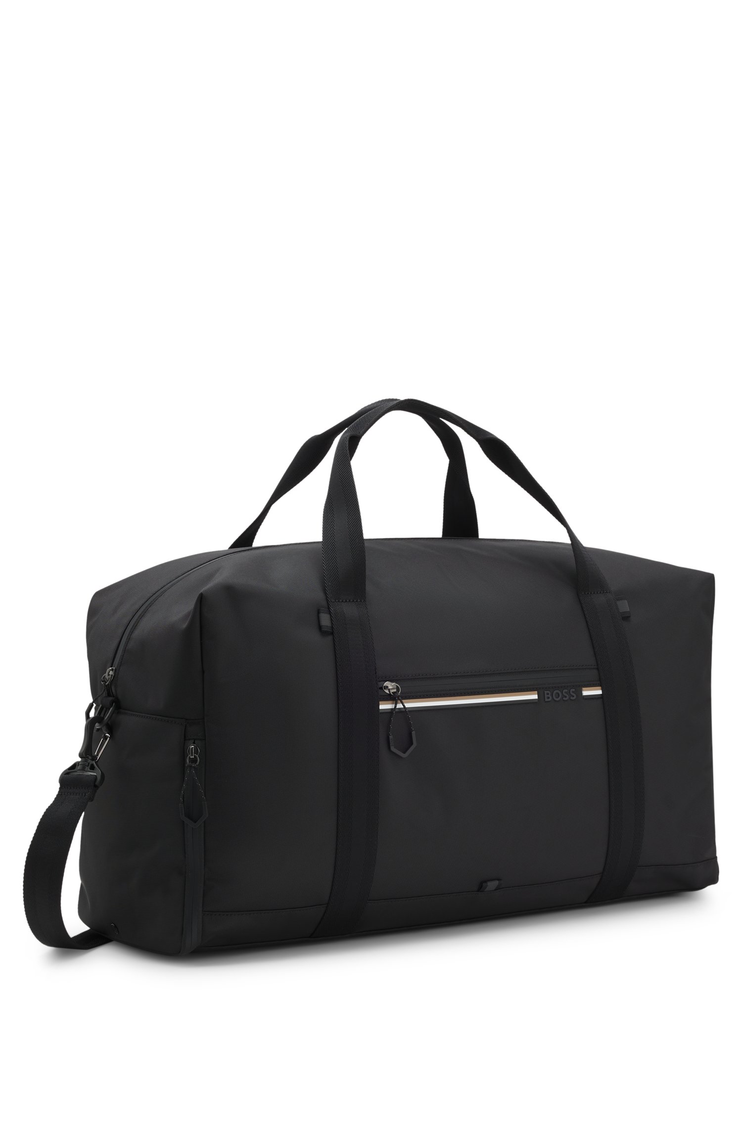Boss Holdall in structured fabric with logo and signature stripe res- & sportväskor herr – bild 4