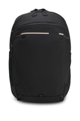 Backpack in structured fabric with logo and signature stripe