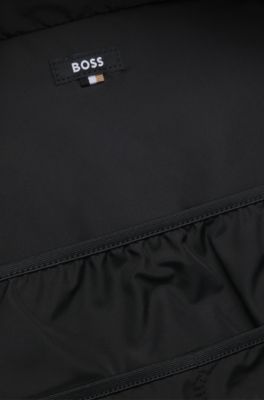 Backpack in structured fabric with logo and signature stripe, White