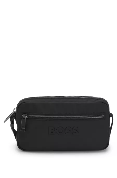 Diamond-structured crossbody bag with tonal logo