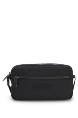 Diamond-structured crossbody bag with tonal logo