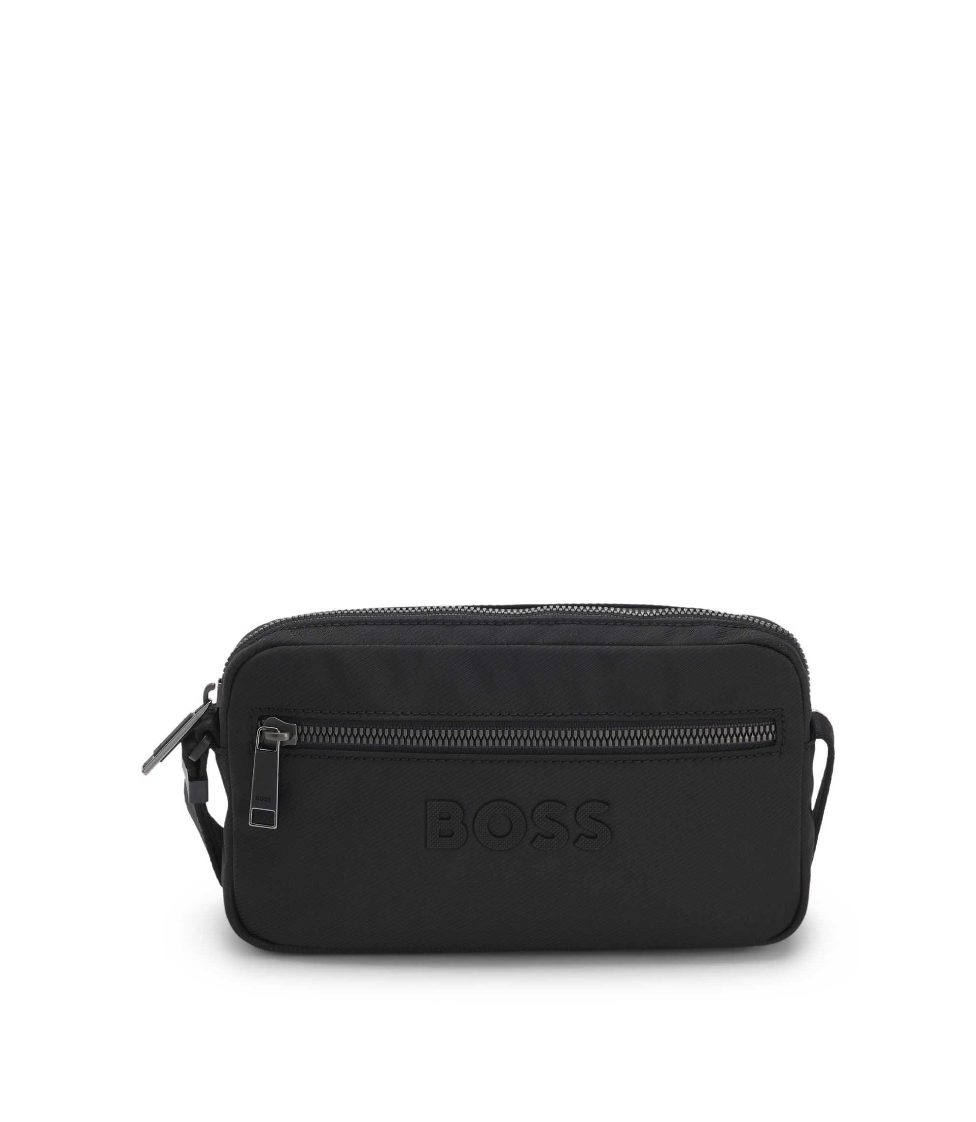 HUGO BOSS ボストンバッグ BOSS - Diamond-structured crossbody bag with tonal logo - Black