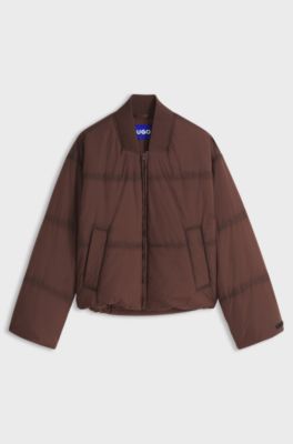 Giubbotto imbottito oversize con dettagli di cucitura, Marrone