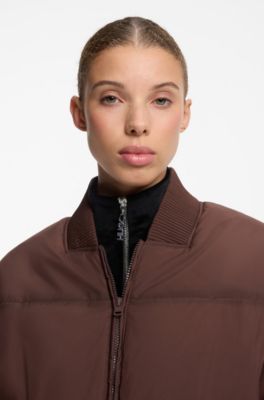 Giubbotto imbottito oversize con dettagli di cucitura, Marrone