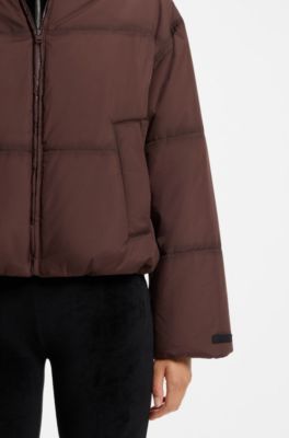 Giubbotto imbottito oversize con dettagli di cucitura, Marrone