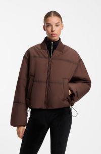 Oversized-fit padded jacket with seam details, Brown