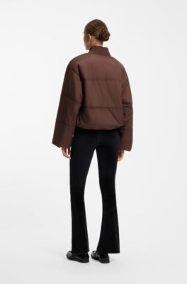 Giubbotto imbottito oversize con dettagli di cucitura, Marrone