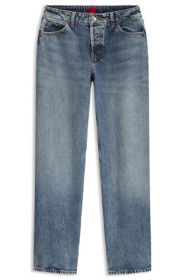 Barrel-fit jeans in soft-washed blue denim, Turquoise