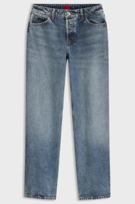 Barrel-fit jeans in soft-washed blue denim, Turquoise
