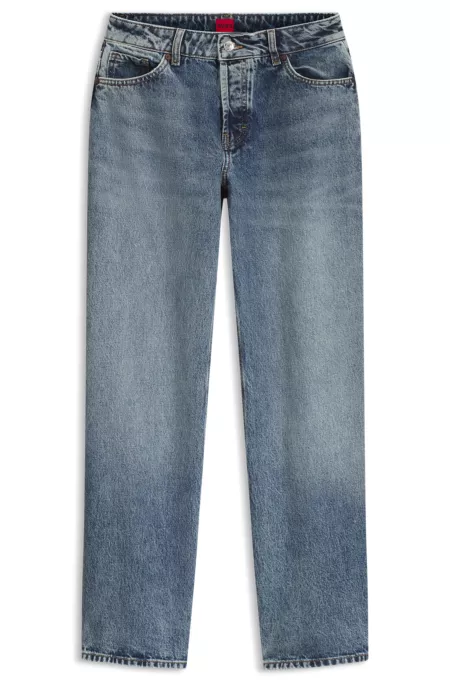 Barrel-fit jeans in soft-washed blue denim