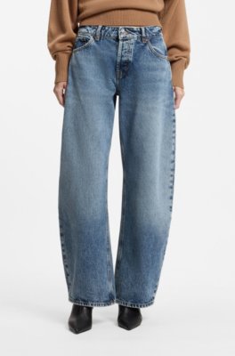 Barrel-fit jeans in soft-washed blue denim