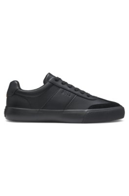 Boss Grained faux-leather trainers with genuine leather trims låga sneakers herr – bild 3
