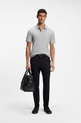 Grained faux-leather trainers with genuine leather trims, Black