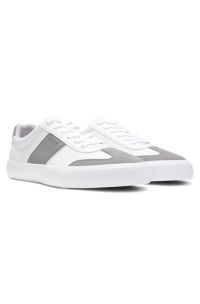 Sneakers van generfd imitatieleer met echte leren details, Lichtgrijs