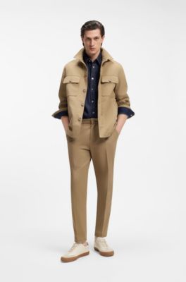 Sneakers van generfd imitatieleer met echte leren details, Naturel