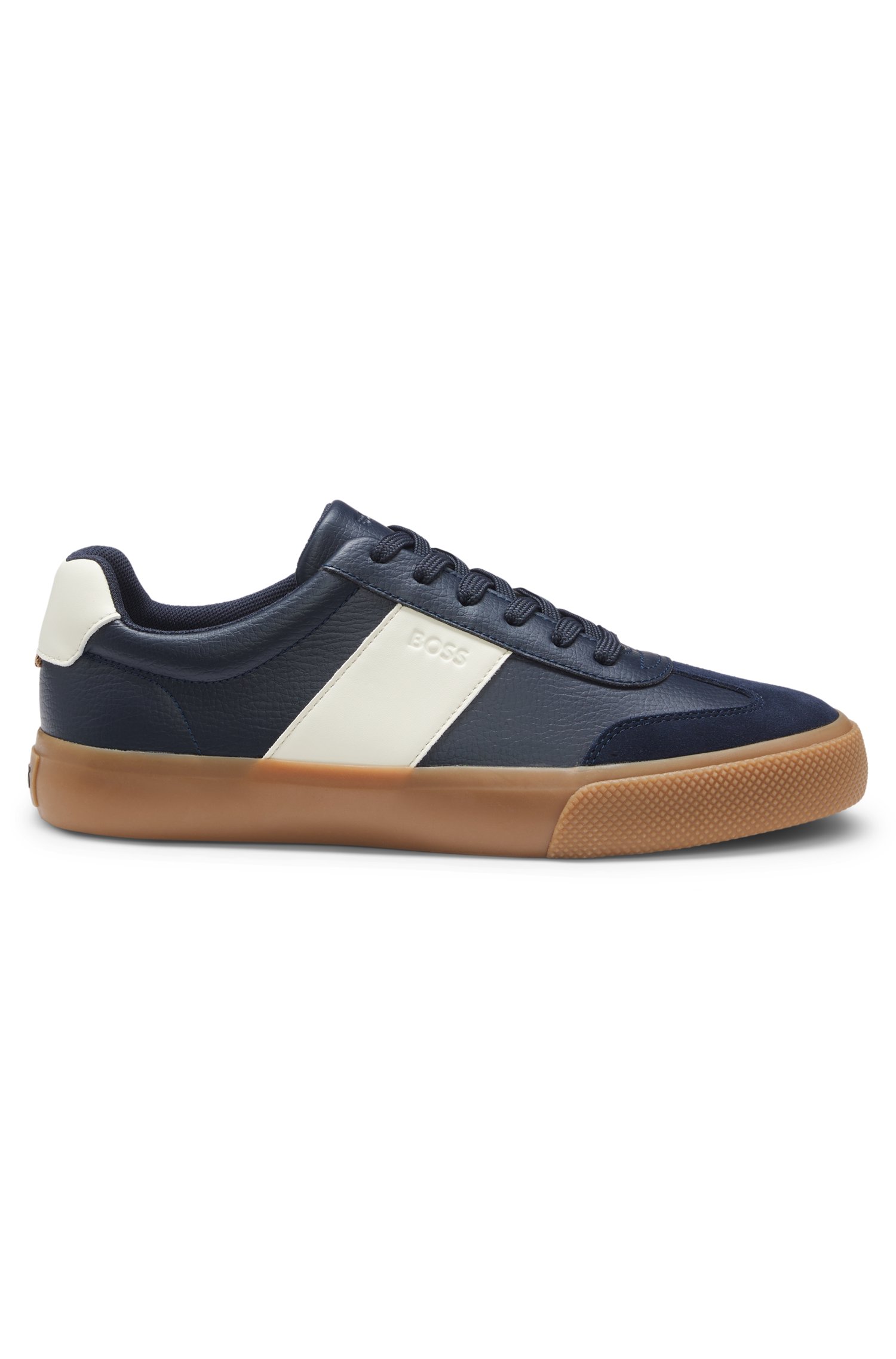 Boss Grained faux-leather trainers with genuine leather trims sneakers herr – bild 3