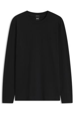 Long-sleeved T-shirt in cotton with logo detail, Black