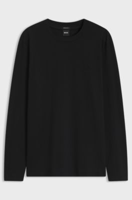Longsleeve aus Baumwolle mit Logo-Detail, Schwarz