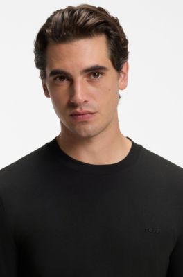Long-sleeved T-shirt in cotton with logo detail, Black