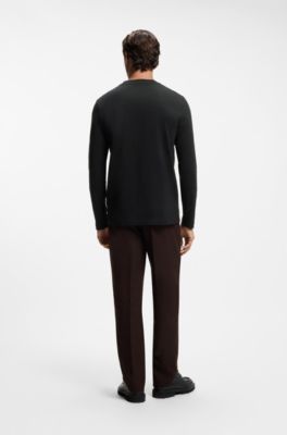 Long-sleeved T-shirt in cotton with logo detail, Black