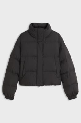 Water-repellent puffer jacket with stand collar, Black