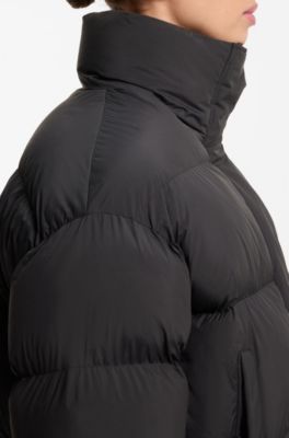 Water-repellent puffer jacket with stand collar, Black
