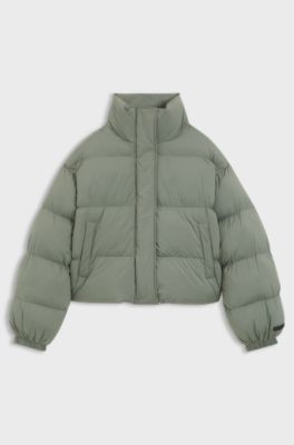 Water-repellent puffer jacket with stand collar, Light Green